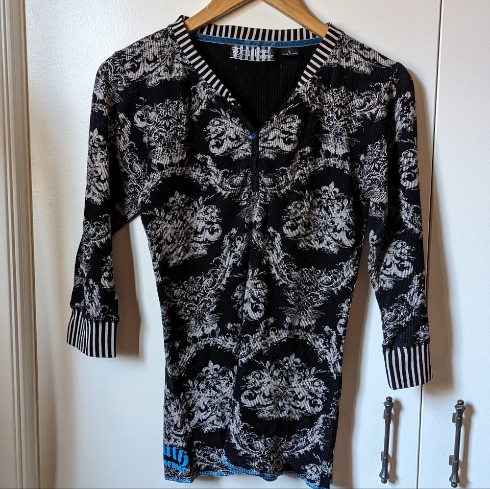 Truth Soul Armor Paisley Waffle Knit Thermal Sz Large
